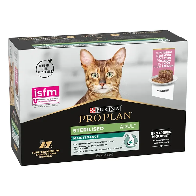 Pro Plan Feline Sterilised Katzenfutter Lachs Und Thunfisch 12x85g 8 Einheiten von Purina – Produktfoto
