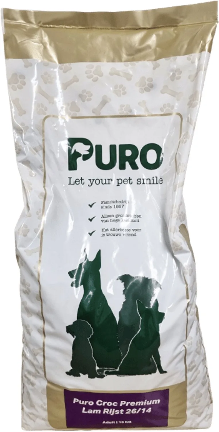 Puro Croc Premium - Lam Rijst 26/14 - Krokante hondenbrokken - 15 kg de Puro Petfood – photo produit