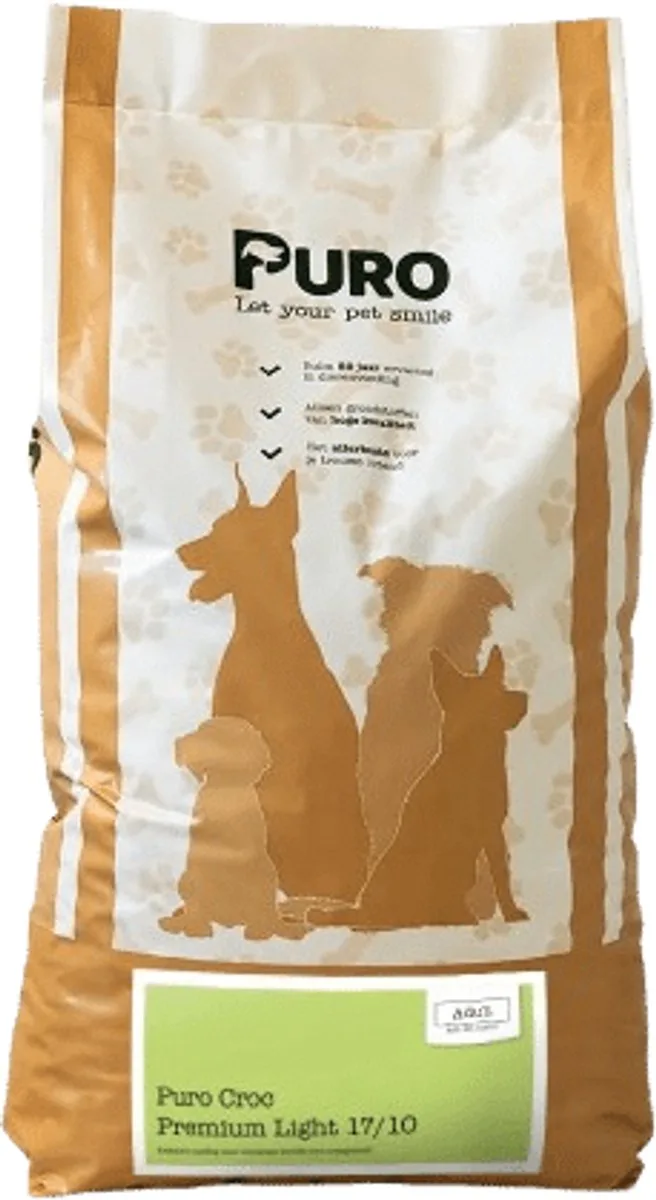 Puro Croc Premium - Light 17/10 - 15 kg - Krokante hondenbrokken von Puro Petfood – Produktfoto