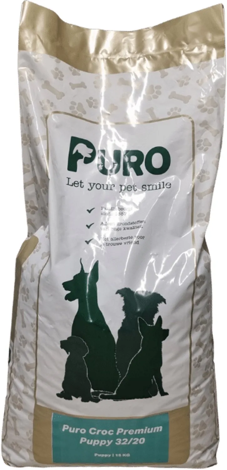 Puro Croc Premium - Puppy 32/20 - Krokante hondenbrokken - 15 kg van Puro Petfood – productfoto