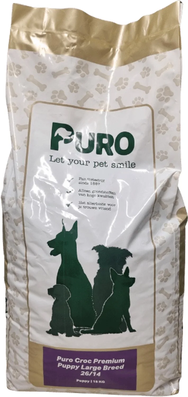 Puro Croc Premium - Puppy Large Breed 26/14 - Krokante hondenbrokken - 15 kg de Puro Petfood – photo produit