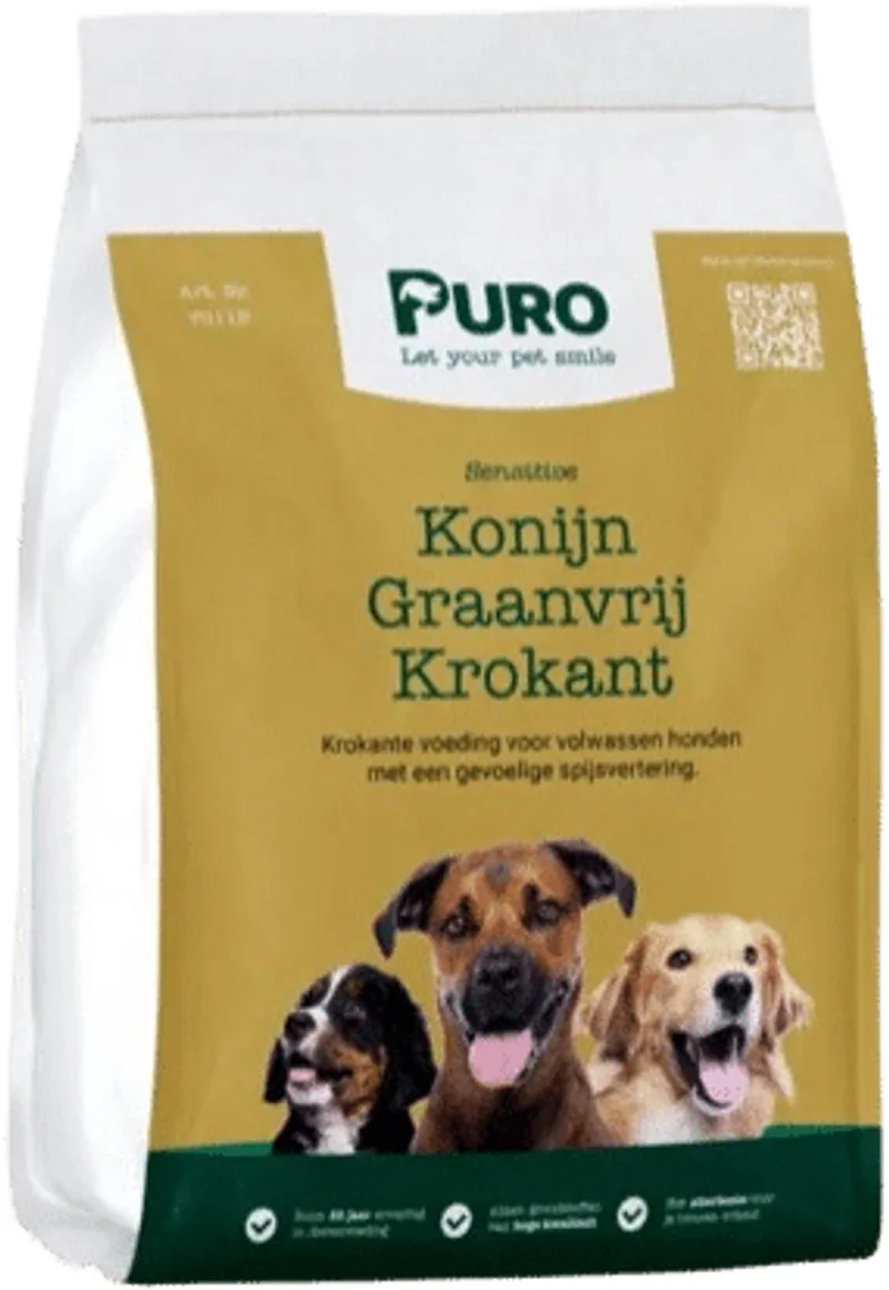 Puro Croc Sensitive - Konijn Graanvrij - 15 kg - Krokante hondenbrokken by Puro Petfood – product photo