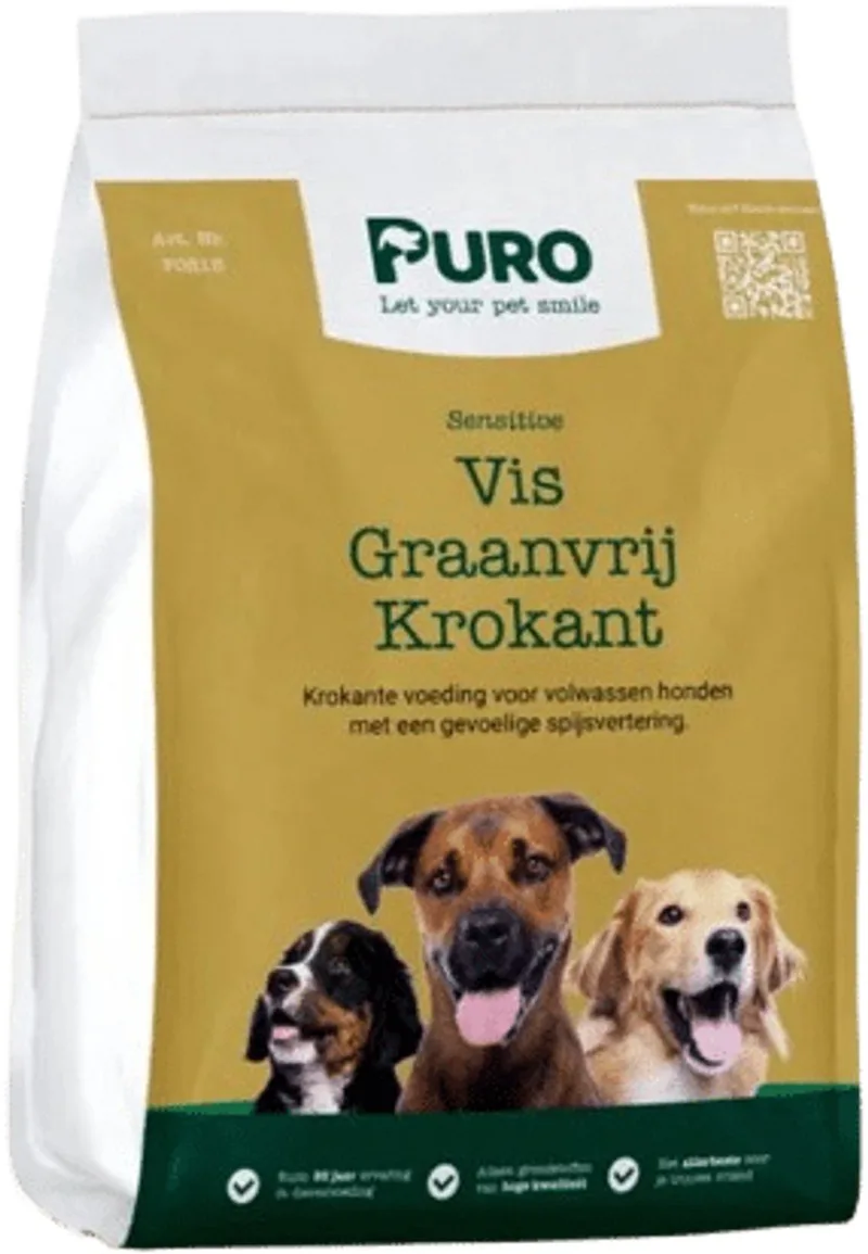 Puro Croc Sensitive - Vis Graanvrij - 15 kg - Krokante hondenbrokken by Puro Petfood – product photo