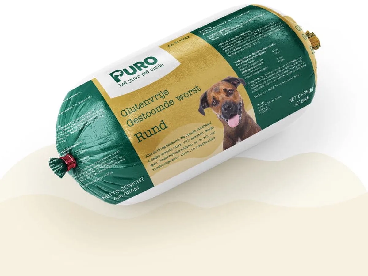 Puro Premium - Gestoomde Worst - Rund - 400 gram - Hondenworsten - 0.4 kg de Puro Petfood – photo produit