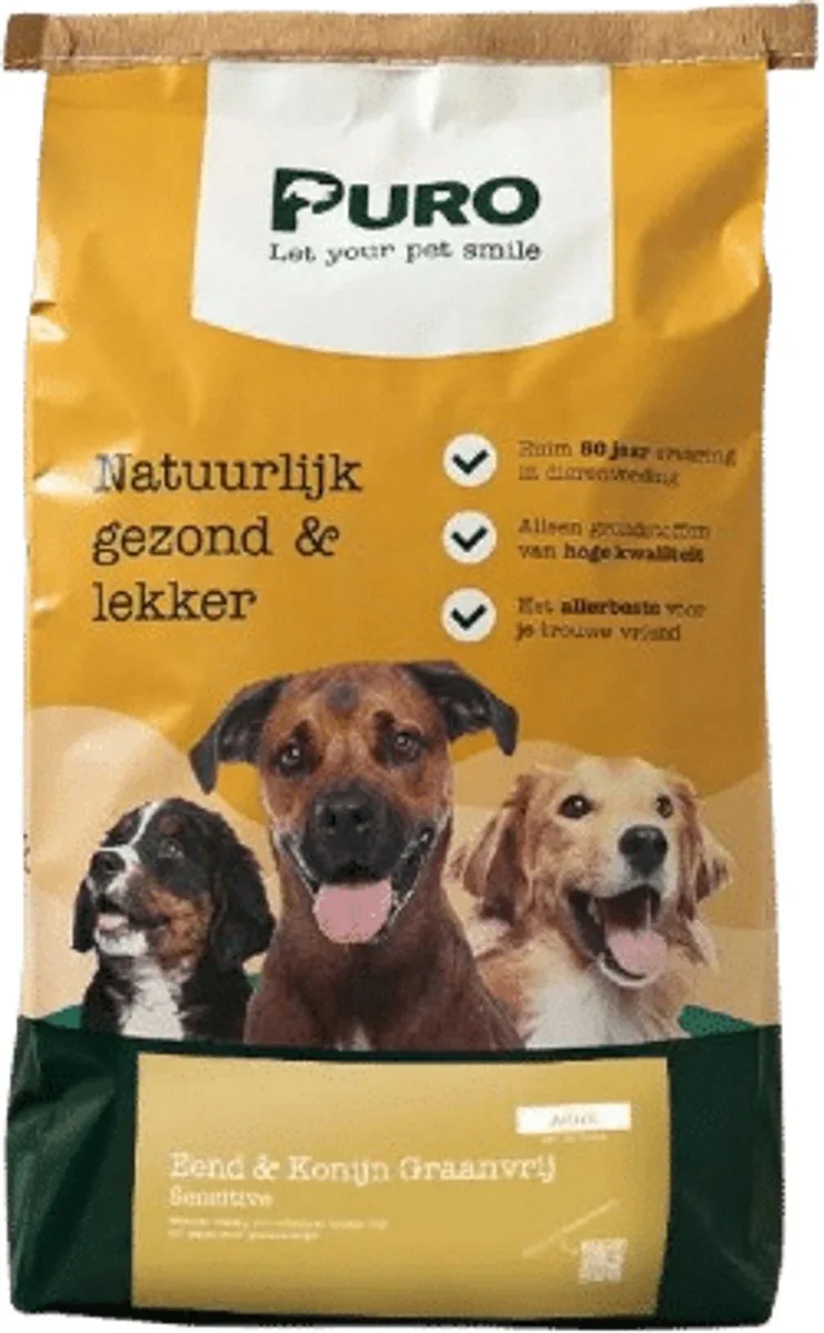 Puro Sensitive - Eend en Konijn graanvrij - Hondenvoer - 15 kg by Puro Petfood – product photo