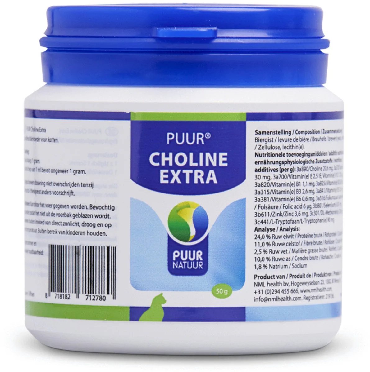 Choline Extra - 50 gram - Kat - Alternatief product voor Cholodin Kat von Puur – Produktfoto