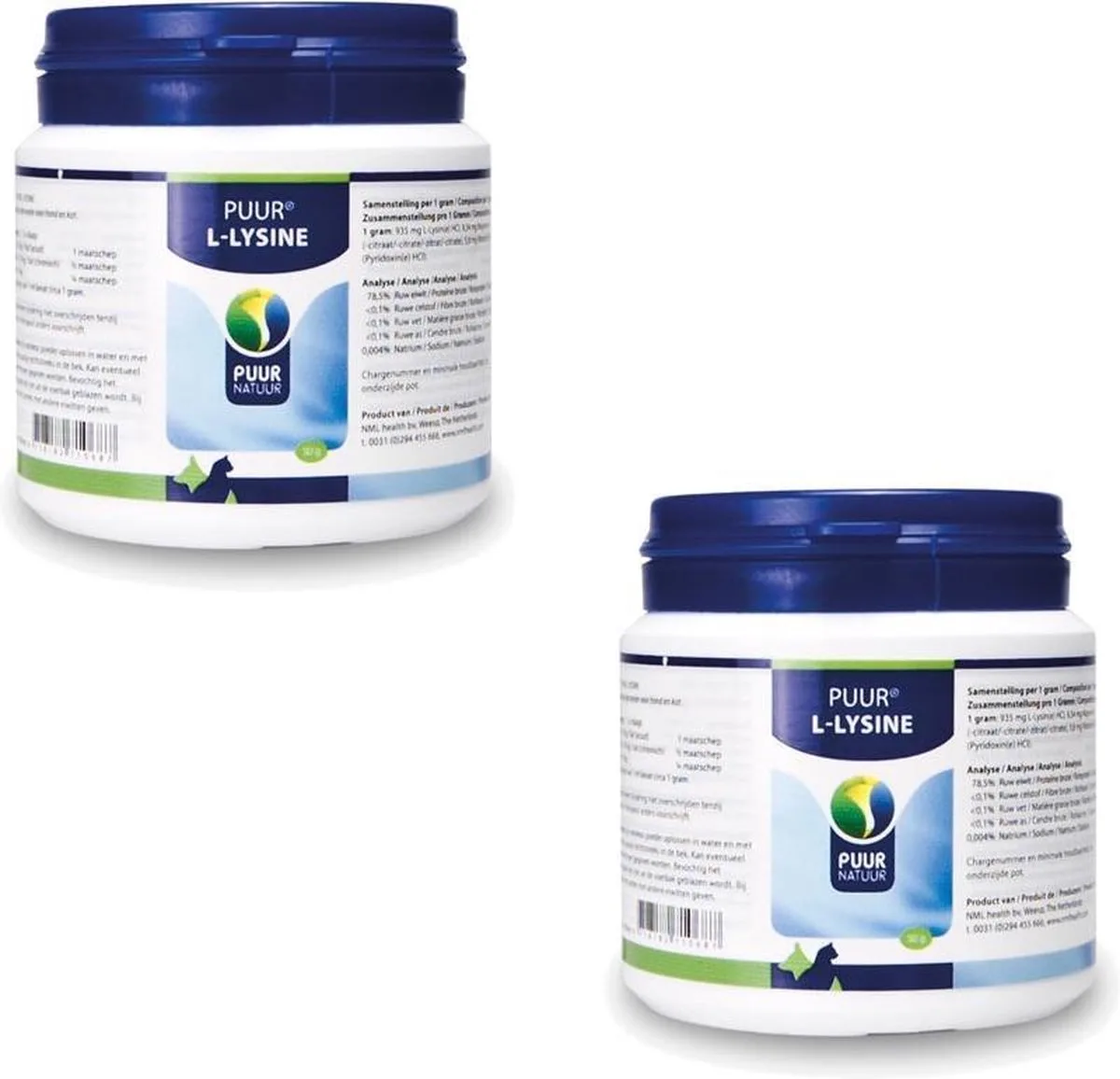 Natuur L-Lysine - Voedingssupplement - Weerstand - 2 x 50 g van Puur – productfoto