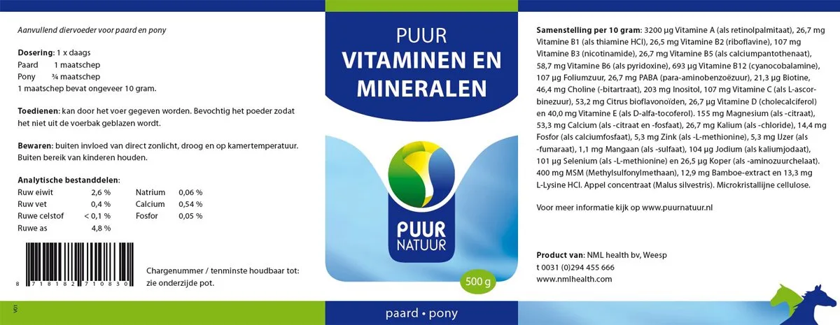 NATUUR | Puur Natuur Vita-min (vitaminen En Mineralen) Voor Paard En Pony von Puur – Produktfoto