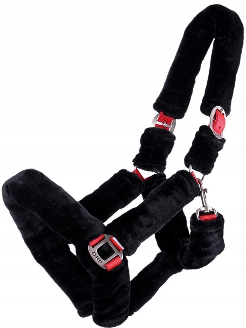 Alaska Pony Hoofdstel Zwart met Rode Accenten de QHP en Rouge, Noir – photo produit