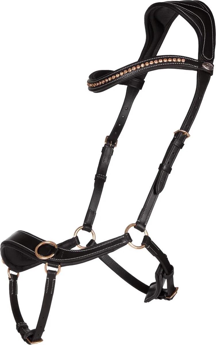Bitloos Hoofdstel Anatomical - Cob by QHP in Black – product photo