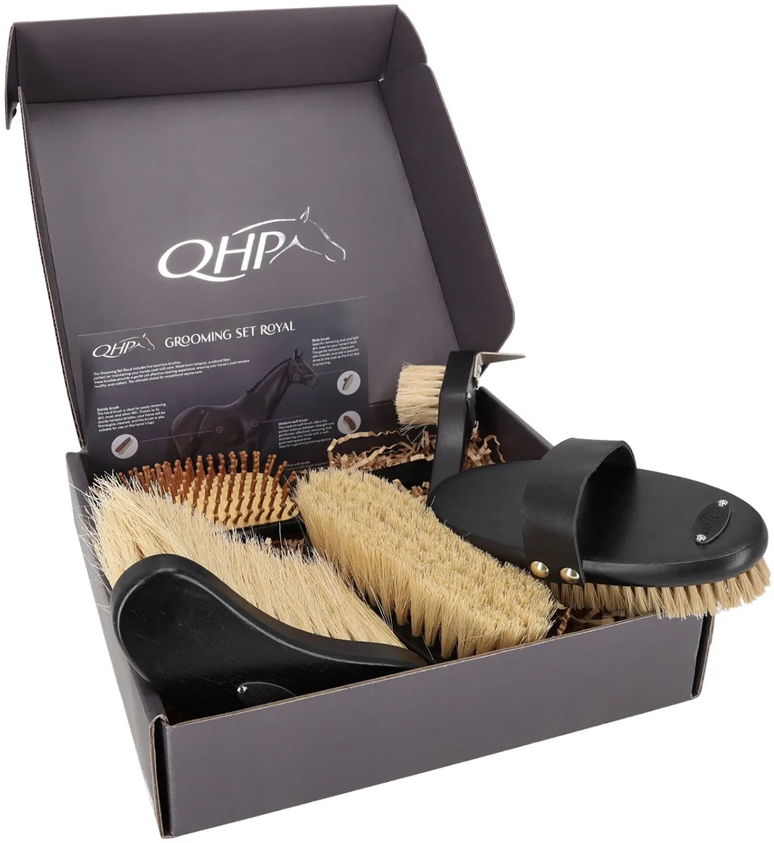 Borstelset Royal - One size van QHP in Zwart – productfoto