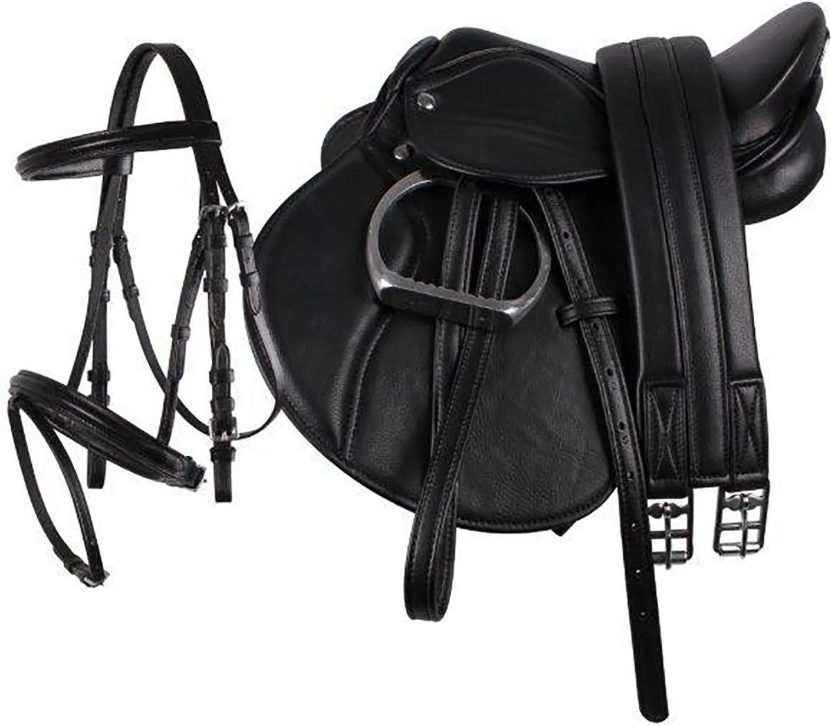 Compleet Zadelset - Maat Pony - Black van QHP in Zwart – productfoto