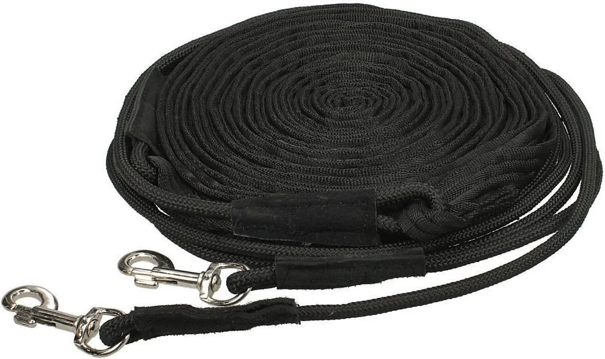 Dubbele Longeerlijn - Black - 16 Meter de QHP en Noir – photo produit