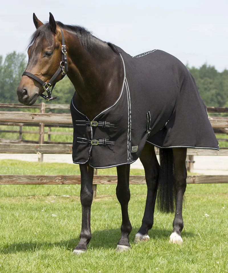 Fleecedeken New Basic met kruissingels - maat 125/165 de QHP en Noir – photo produit