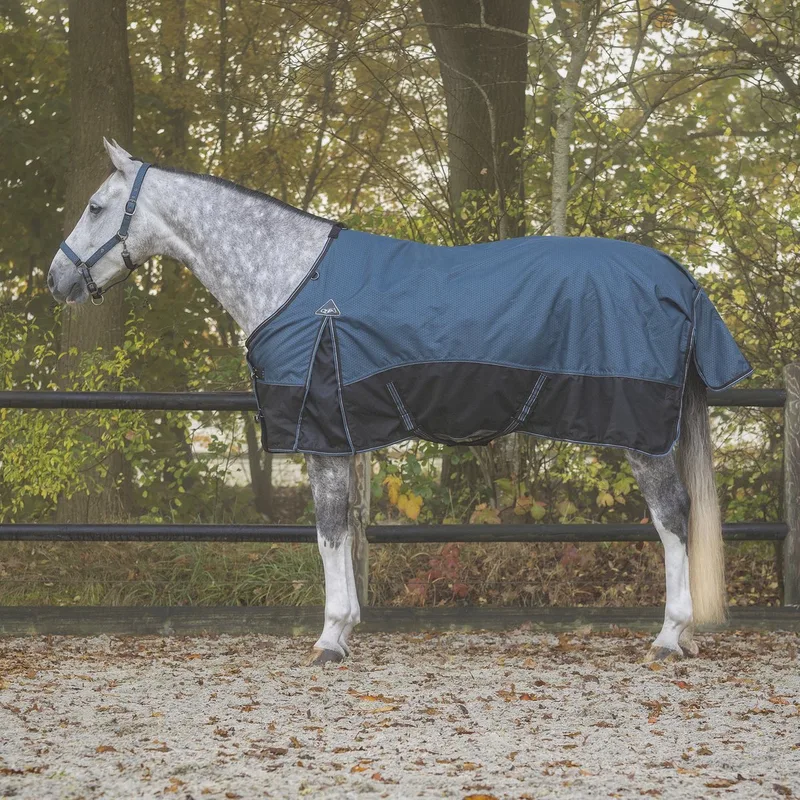 Fleecedeken voor paarden QHP Collection 300g by QHP in Blue – product photo