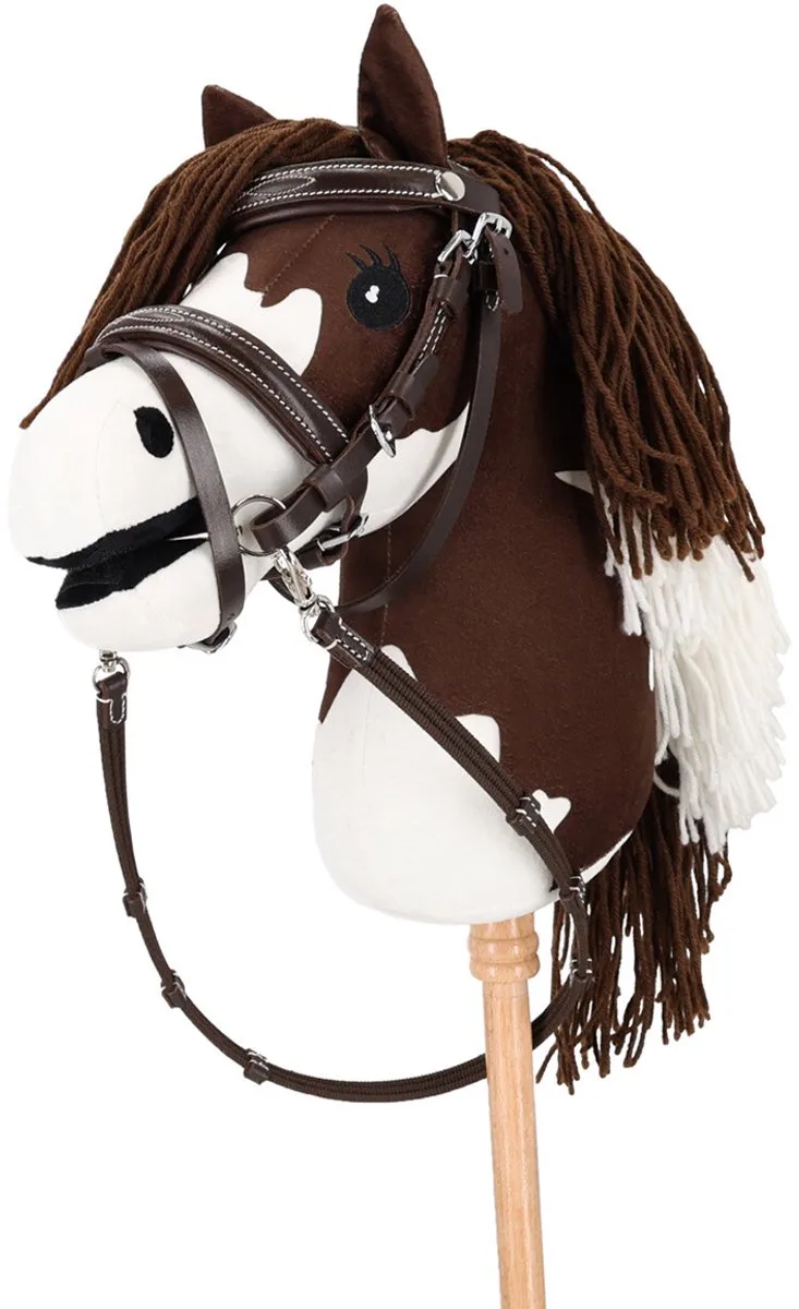 Hobby Horse Hoofdstel Luxe Stiksel Donkerbruin - One size von QHP in Braun – Produktfoto