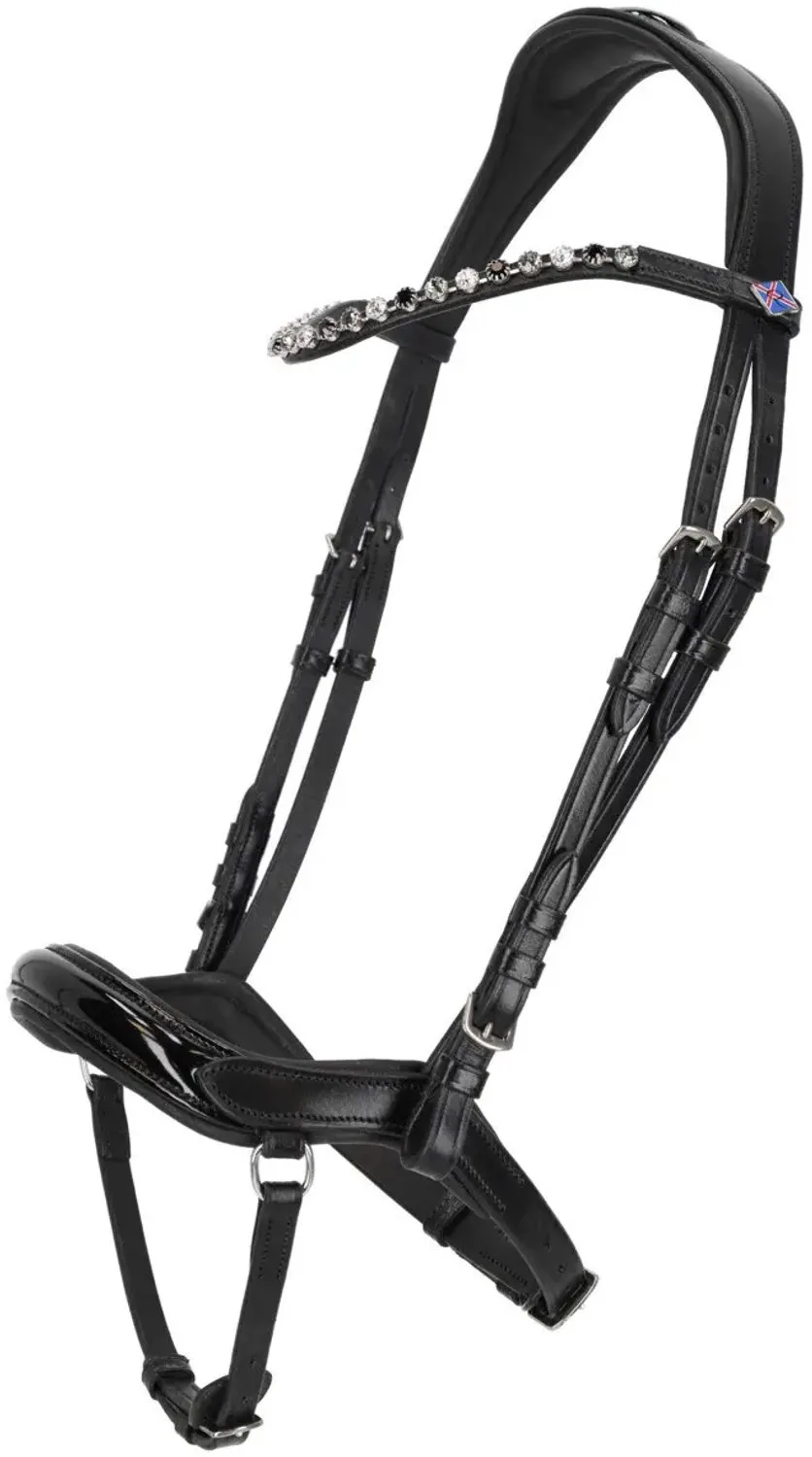 Leren halster voor paarden QHP Fjara van QHP in Zwart – productfoto