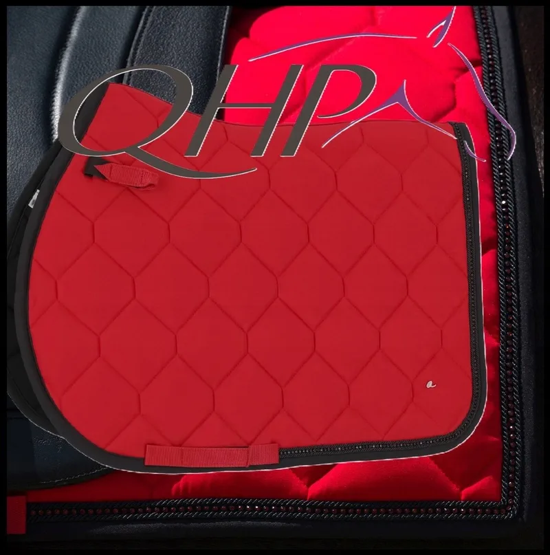 Oakleigh Zadeldek Pony - Zonsondergang Rood/Zwart de QHP en Sunset Red, Noir – photo produit