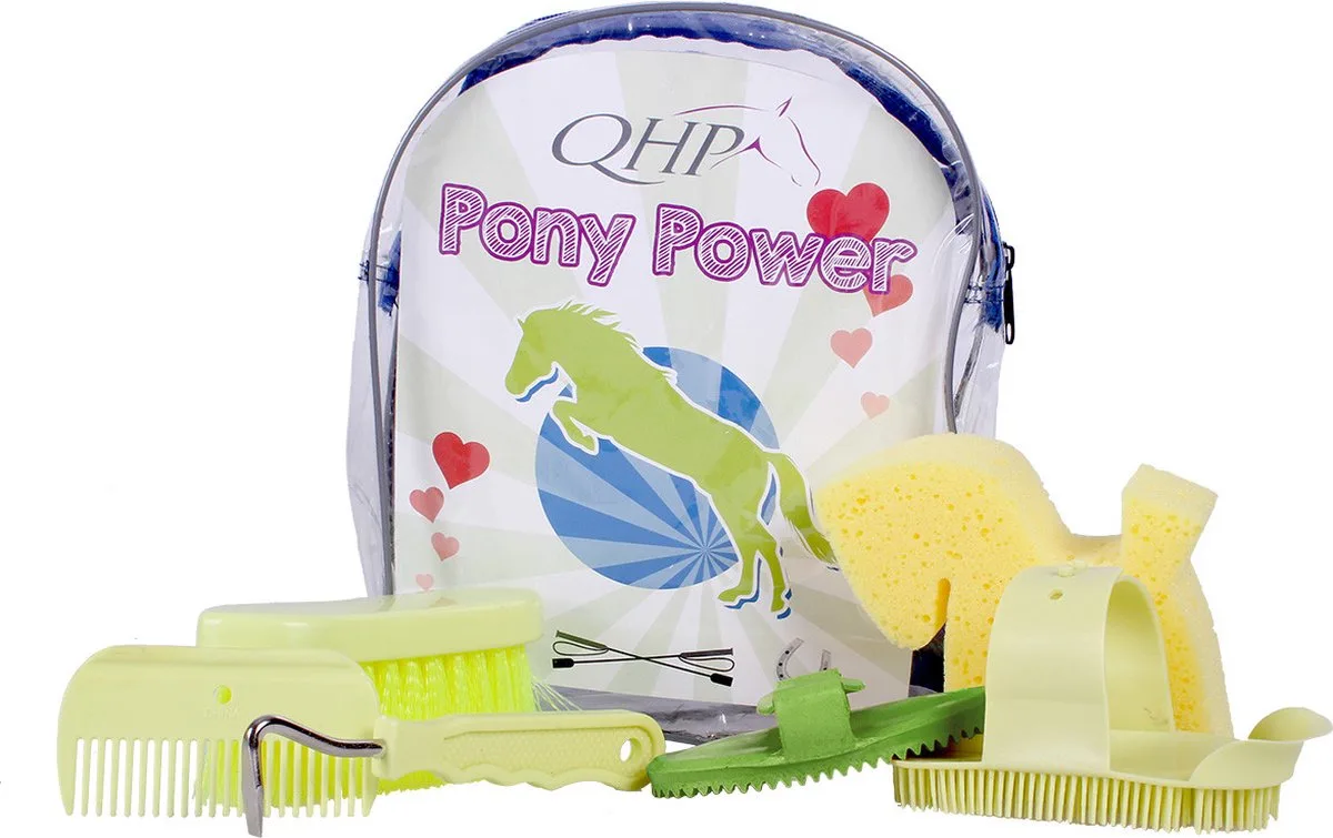 Pony power Poetsrugzak fra QHP i Lime – produktbillede