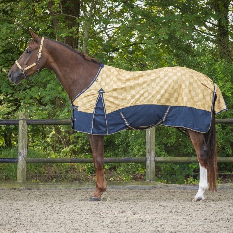 Regendeken luxe 0 gram Met fleece voering Sandy Beach paardendeken von QHP in Gelb – Produktfoto