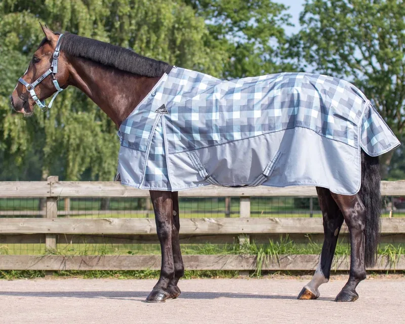 Regendeken met fleece 0gr Turnout Collection - maat 165/215 von QHP in Lagoon – Produktfoto