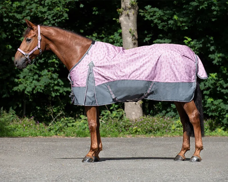 Regendeken turnout de luxe 0 gram met fleecevoering Blush-205 by QHP in Pink – product photo