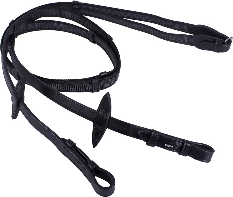 Teugel antislip met stops Black - Shet | Teugels paard by QHP in Black – product photo