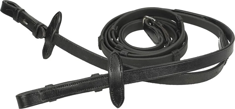 Teugel biothane met stops Black - Full | Teugels paard von QHP in Schwarz – Produktfoto