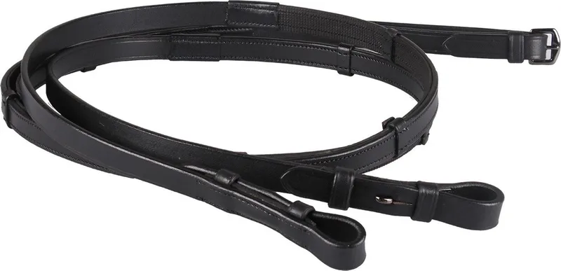 Teugel eenzijdig anti-slip met stops Black - Full | Teugels paard von QHP in Schwarz – Produktfoto