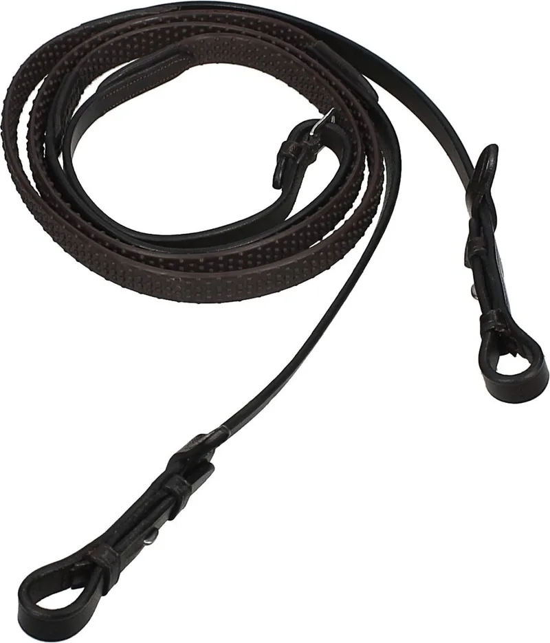 Teugel rubber soft Brown - Pony | Teugels paard by QHP in Brown – product photo