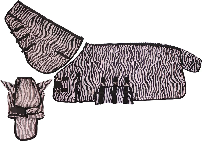 Vliegendeken Qhp Met Hals En Masker - 125/165 van QHP in Zebra – productfoto