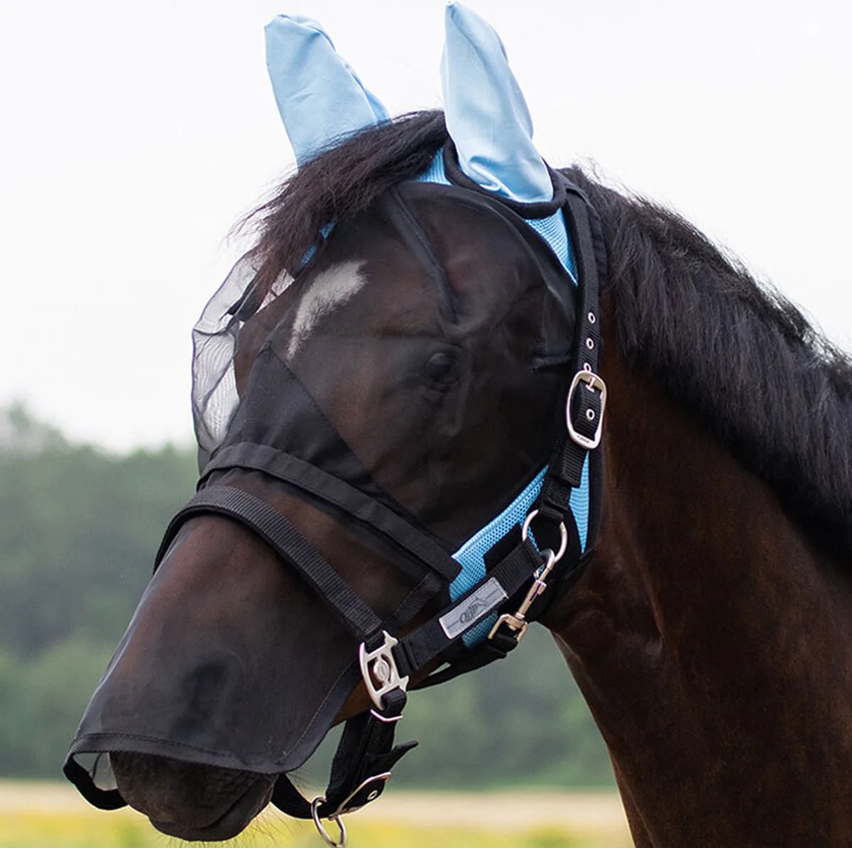 Vliegenmasker Met Afneembare Neusflap Lichtblauw - Lichtblauw - paard de QHP – photo produit