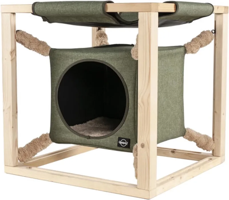 Kattenbed met hangmat Catcube L 62.5x62.5x62.5 cm von Quapas in Grün – Produktfoto