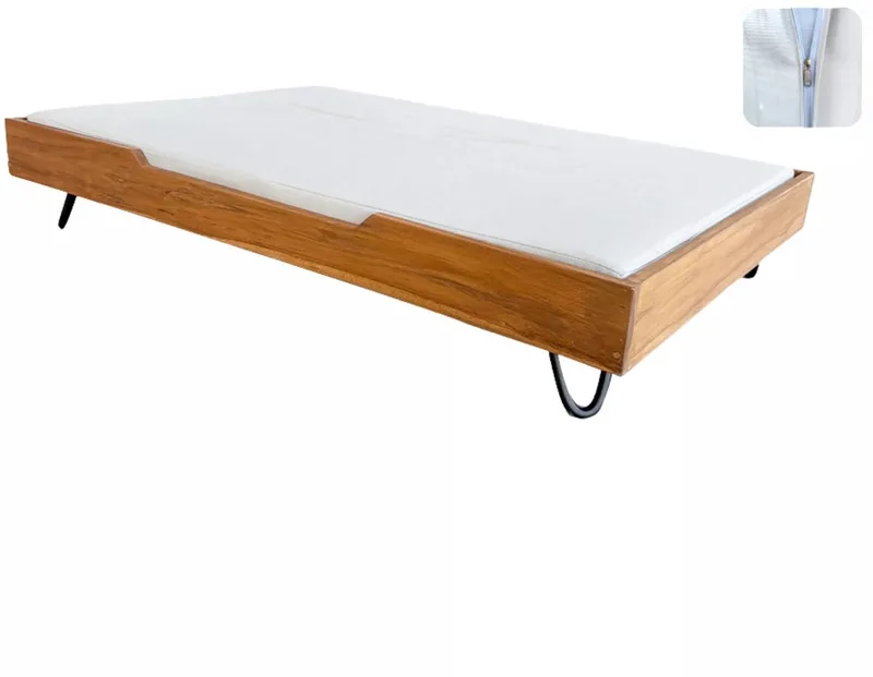 Premium Teakhouten Hondenbed - LARGE - 100x70x18 cm von Quapas in Teak hout – Produktfoto