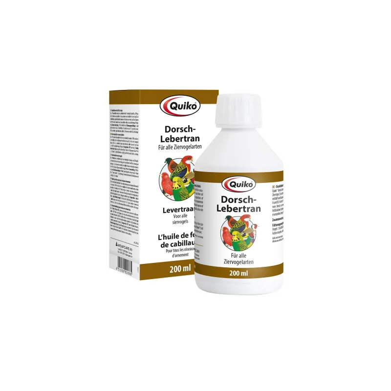 Dorsch-Lebertran 200 ml: Vitaminreiches Ergänzungsfuttermittel für Ziervögel von Quiko in Regular – Produktfoto