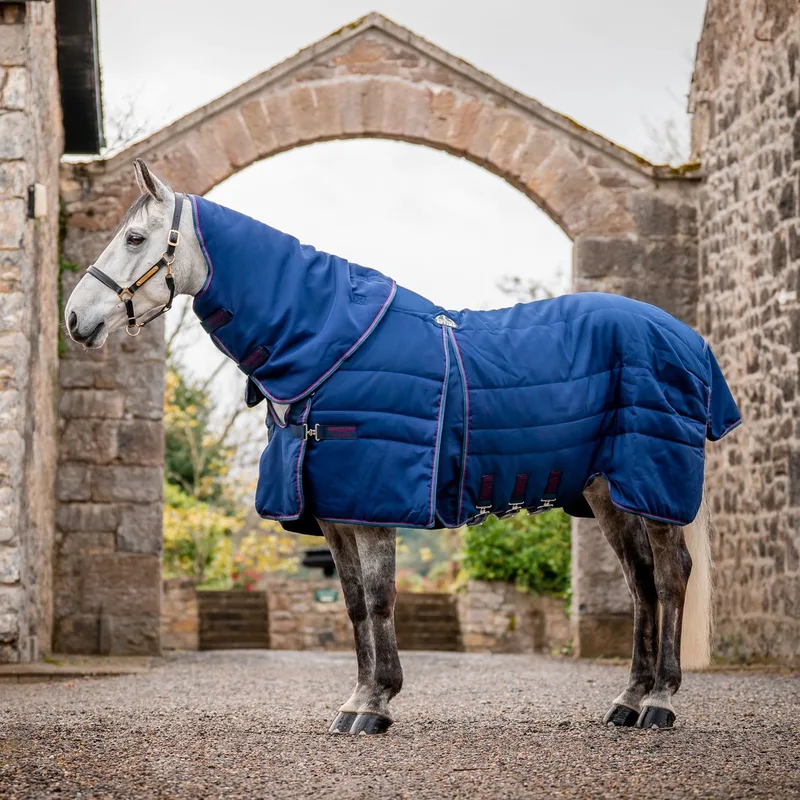 Optimo Stable Plus 200g Paardendeken - Navy/Bordeaux/Teal - Maat 87 von Rambo – Produktfoto