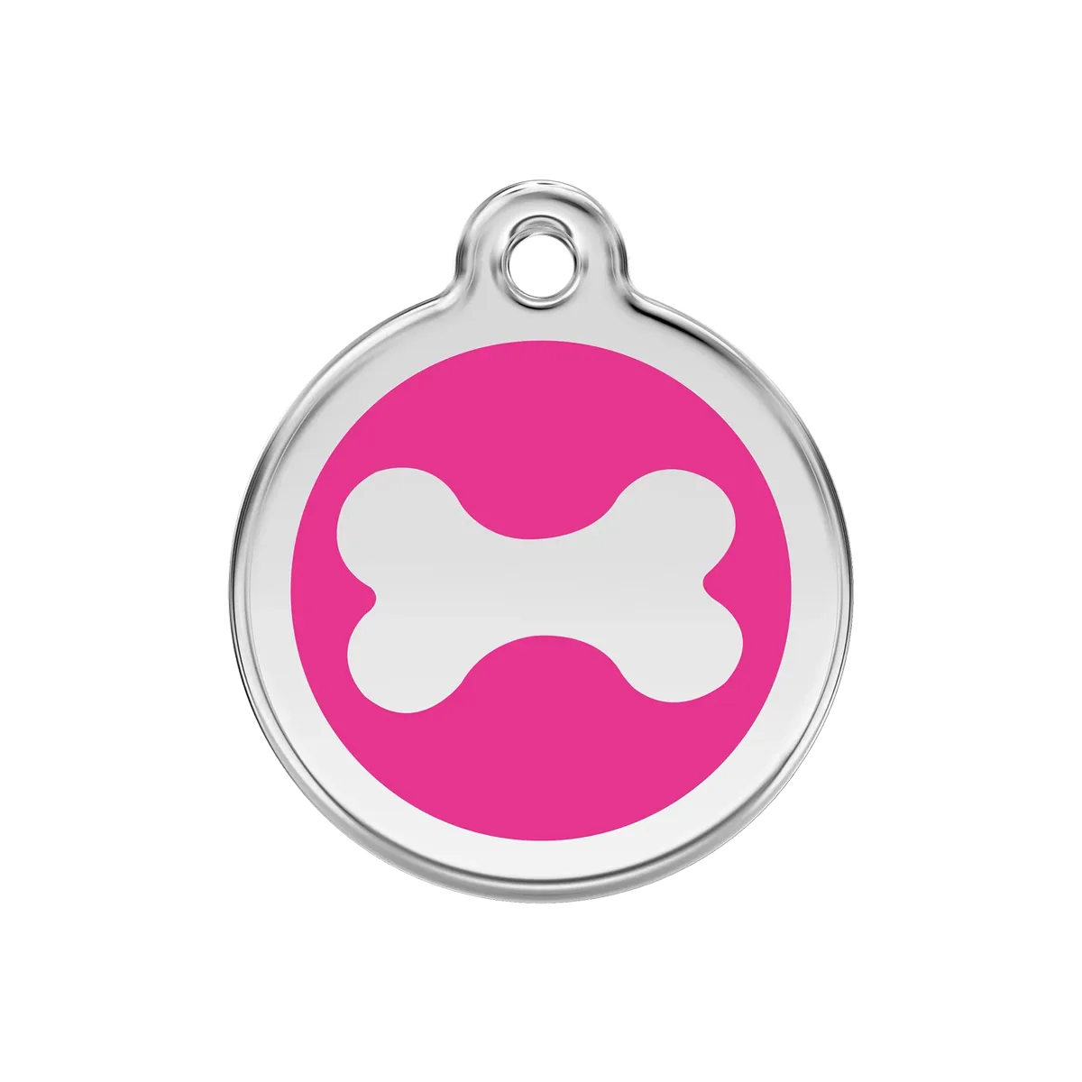 Bone Hot Pink roestvrijstalen hondenpenning medium/gemiddeld dia. 3 cm RedDingo by Red Dingo – product photo