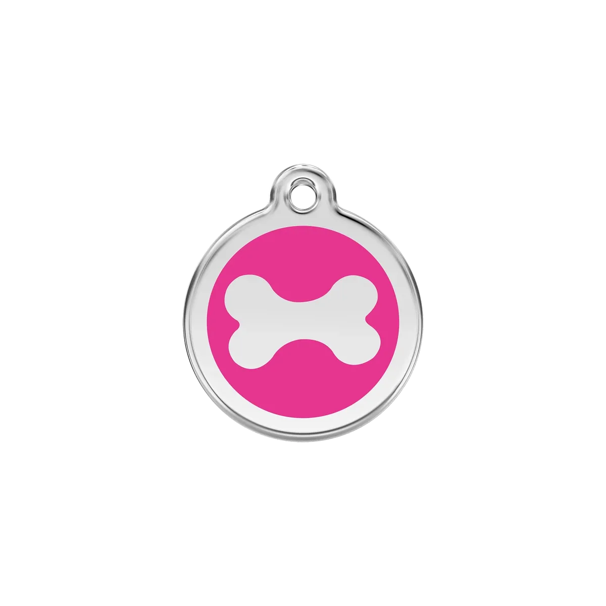Bone Hot Pink roestvrijstalen hondenpenning small/klein dia. 2 cm RedDingo van Red Dingo – productfoto