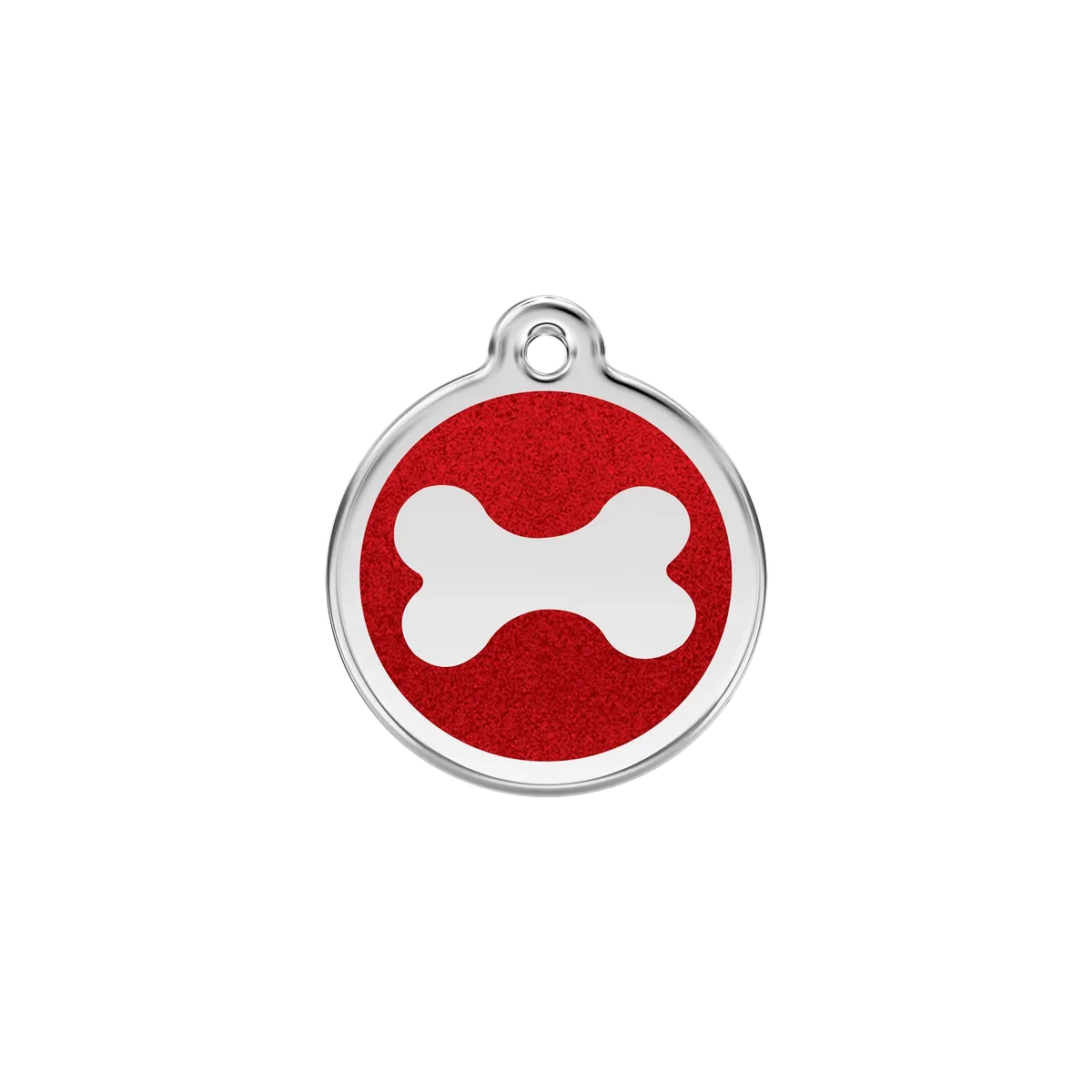 Bone Red glitter hondenpenning small/klein dia. 2 cm RedDingo von Red Dingo – Produktfoto