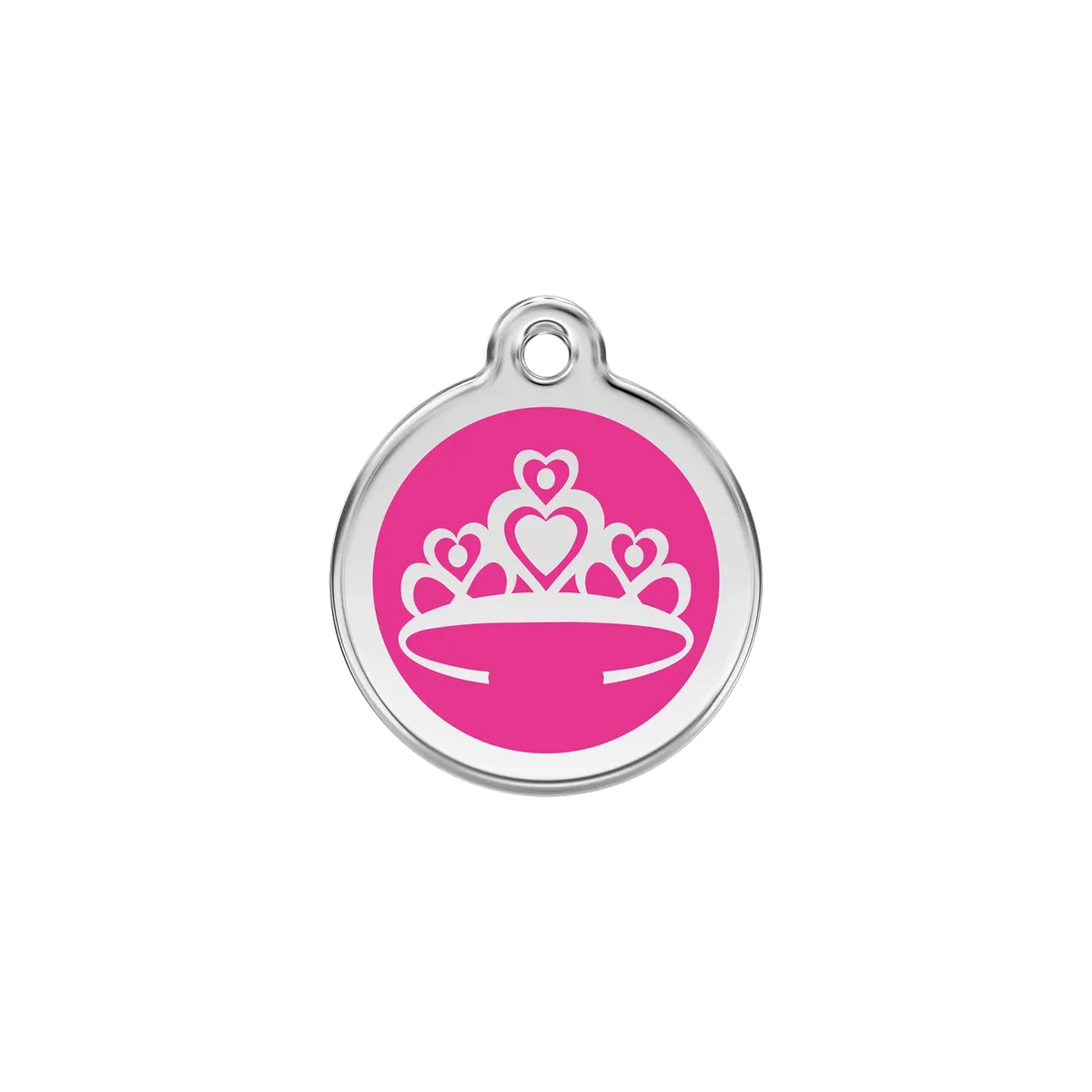 Crown Hot Pink roestvrijstalen hondenpenning small/klein dia. 2 cm RedDingo de Red Dingo – photo produit