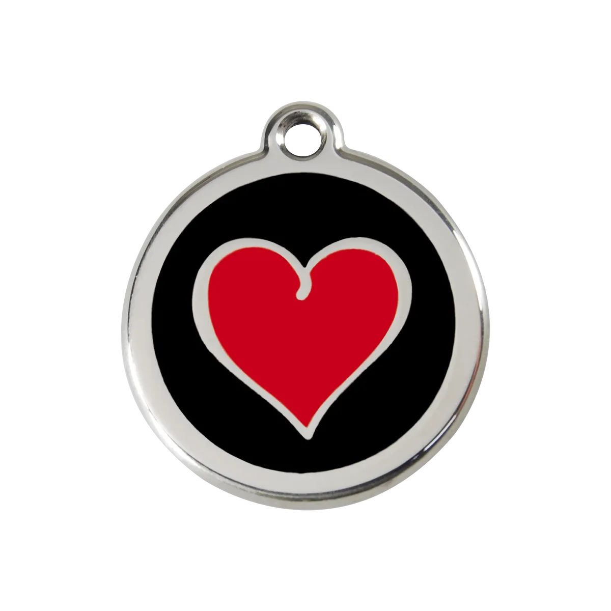 Heart Black Black / Red roestvrijstalen hondenpenning medium/gemiddeld dia. 3 cm RedDingo von Red Dingo – Produktfoto