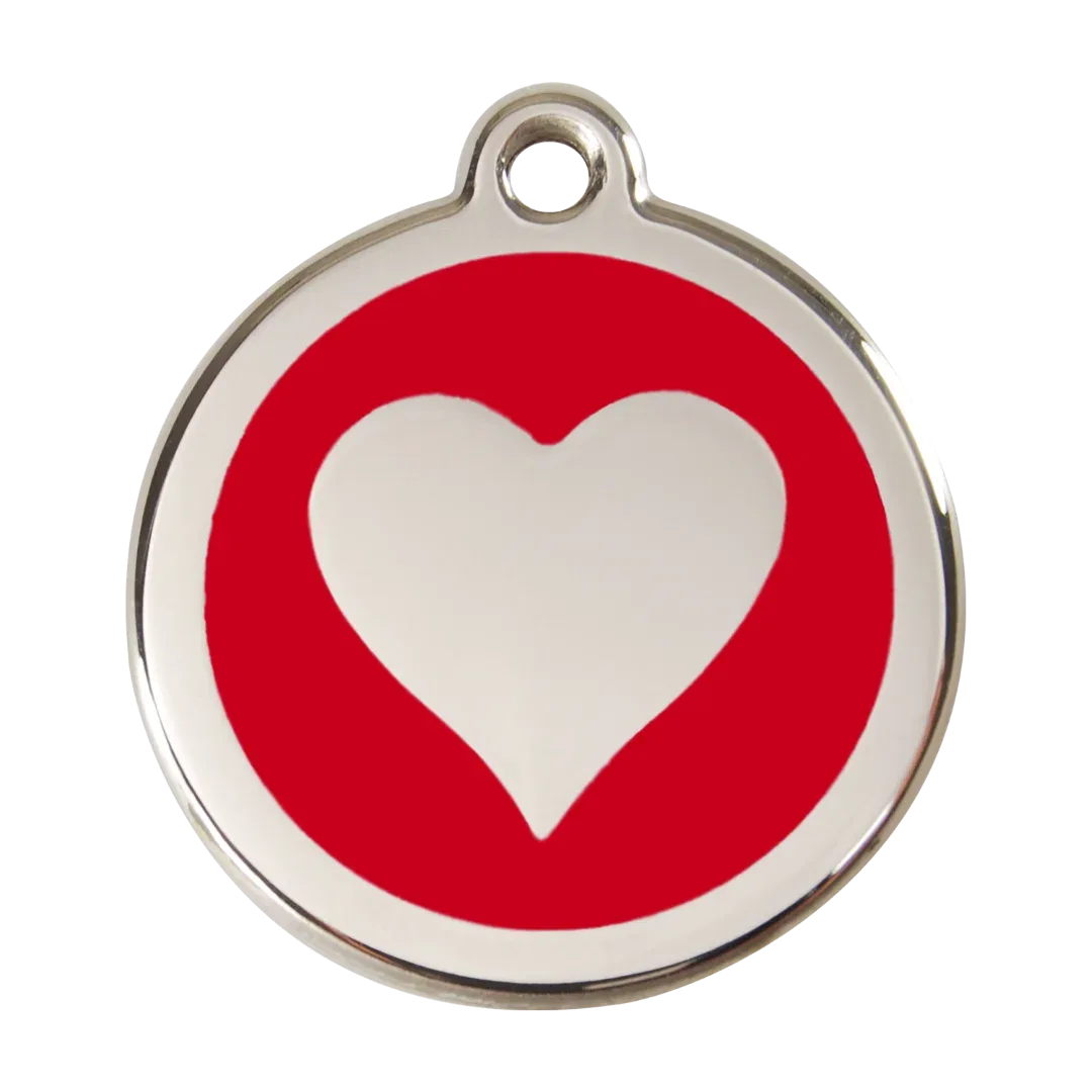 Heart Red roestvrijstalen hondenpenning large/groot dia. 3,8 cm RedDingo von Red Dingo – Produktfoto