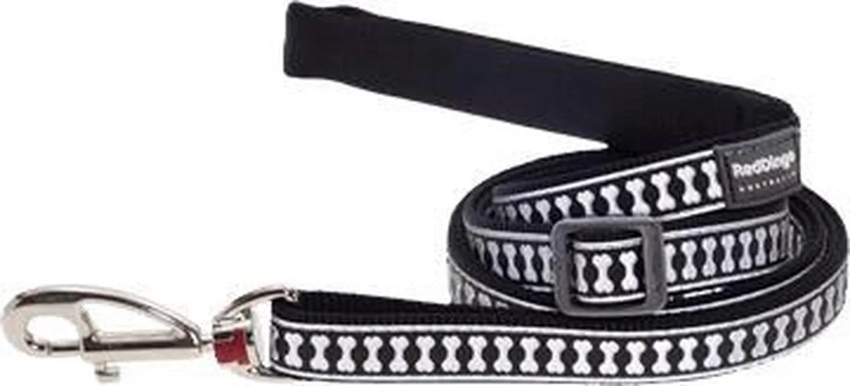 Hondenlijn Red Dingo - XS - 180 cm lang - 12 mm breed de Red Dingo en Reflective Bones Black – photo produit
