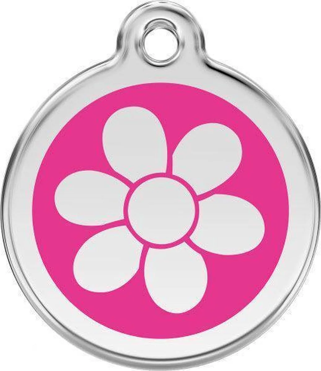 Hondenpenning 20 mm bloem hard by Red Dingo in Pink – product photo