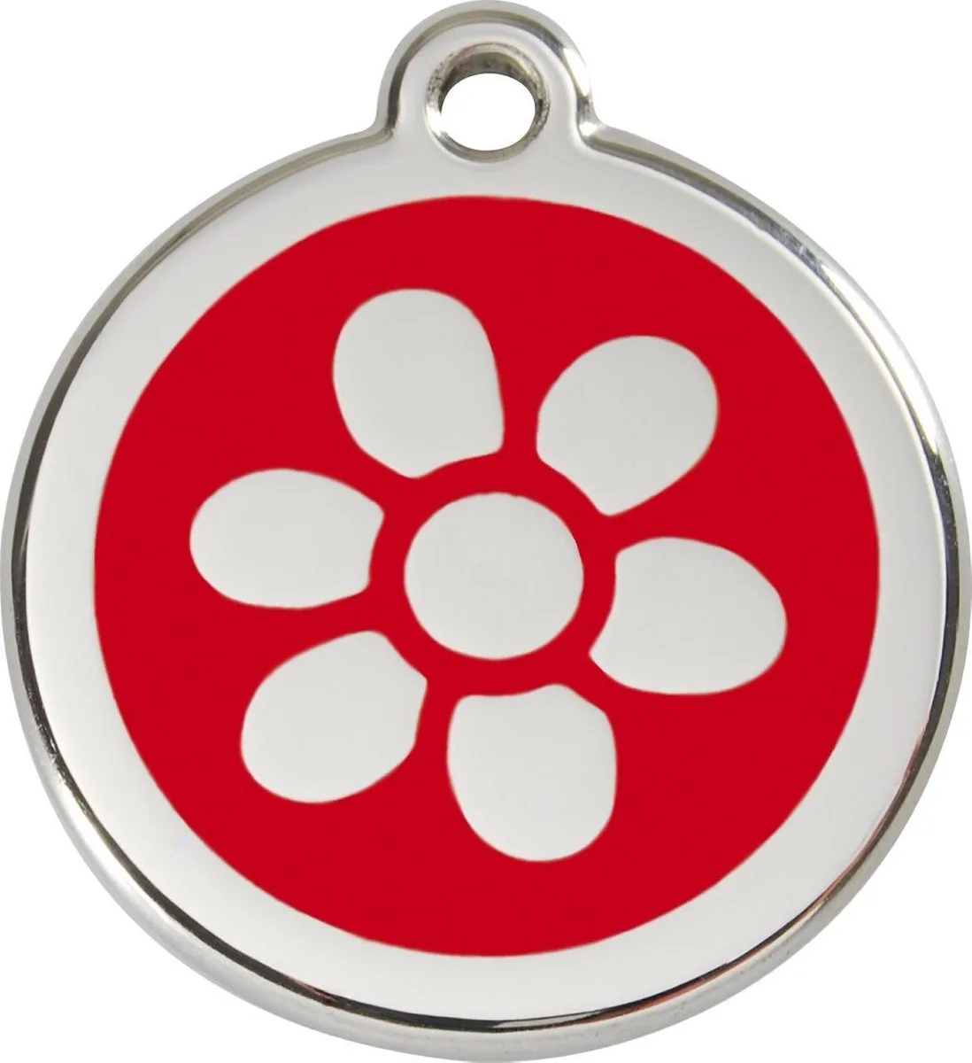 Hondenpenning 20 mm bloem rood van Red Dingo in Rood met bloem – productfoto
