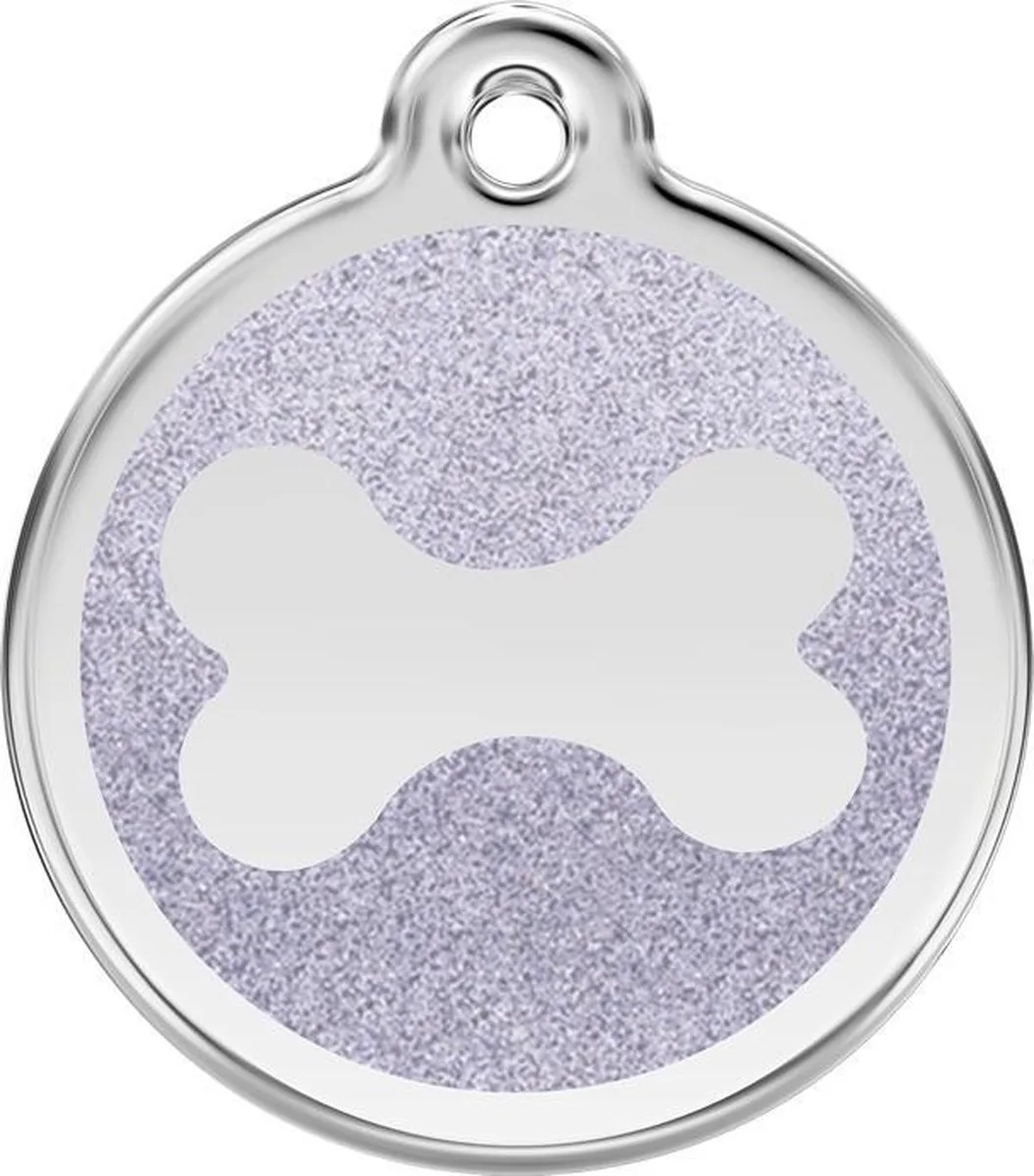 Hondenpenning 20 mm bot glitter zilverkleurig von Red Dingo in Glitter zilverkleurig met bot – Produktfoto