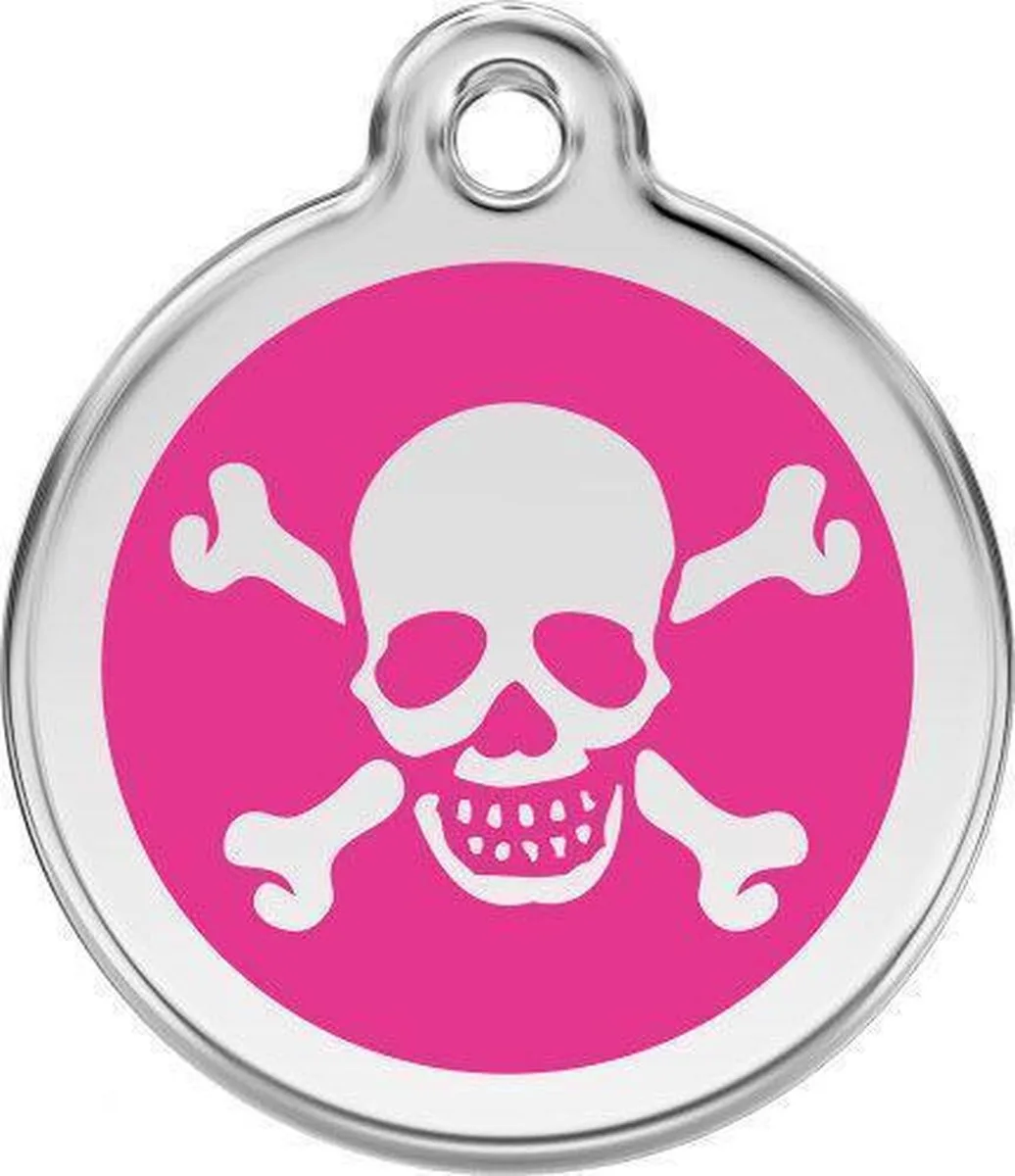 Hondenpenning 20 mm doodshoofd hard roze de Red Dingo en Hard roze met doodshoofd – photo produit