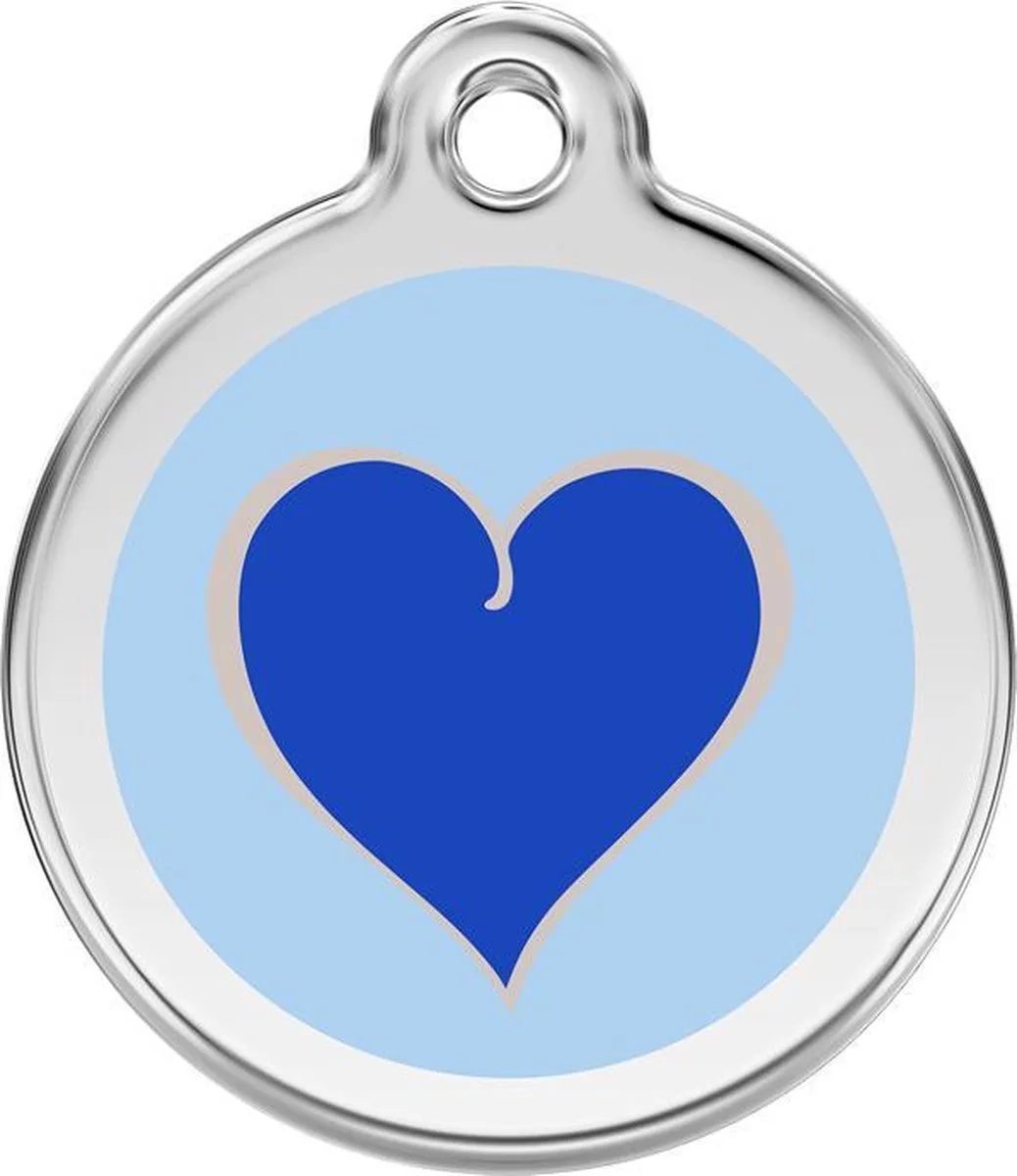 Hondenpenning 20 mm hart blauw-lichtblauw de Red Dingo en Blauw-lichtblauw met hart – photo produit