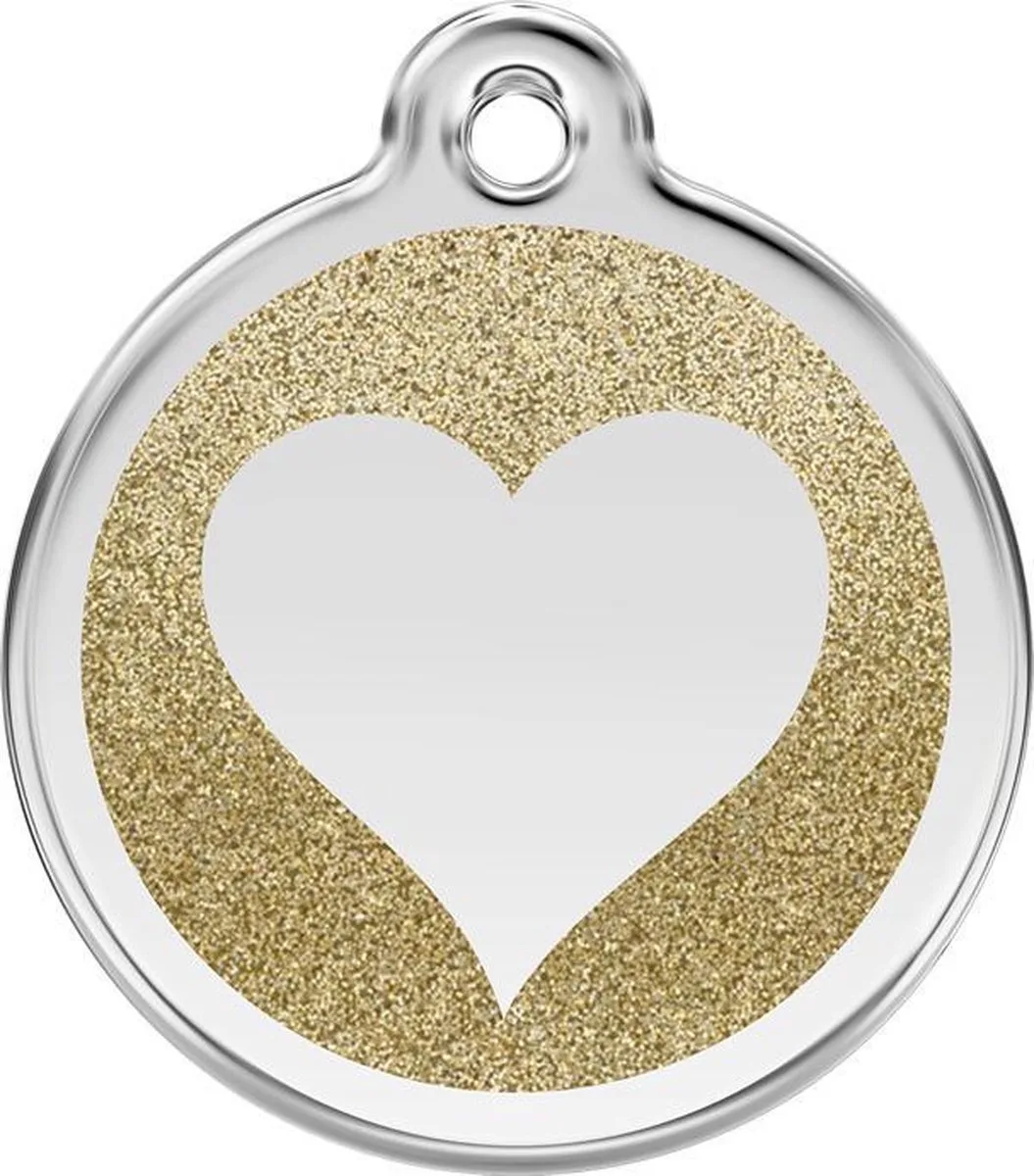 Hondenpenning 20 mm hart glitter goudkleurig de Red Dingo en Glitter goudkleurig met hart – photo produit