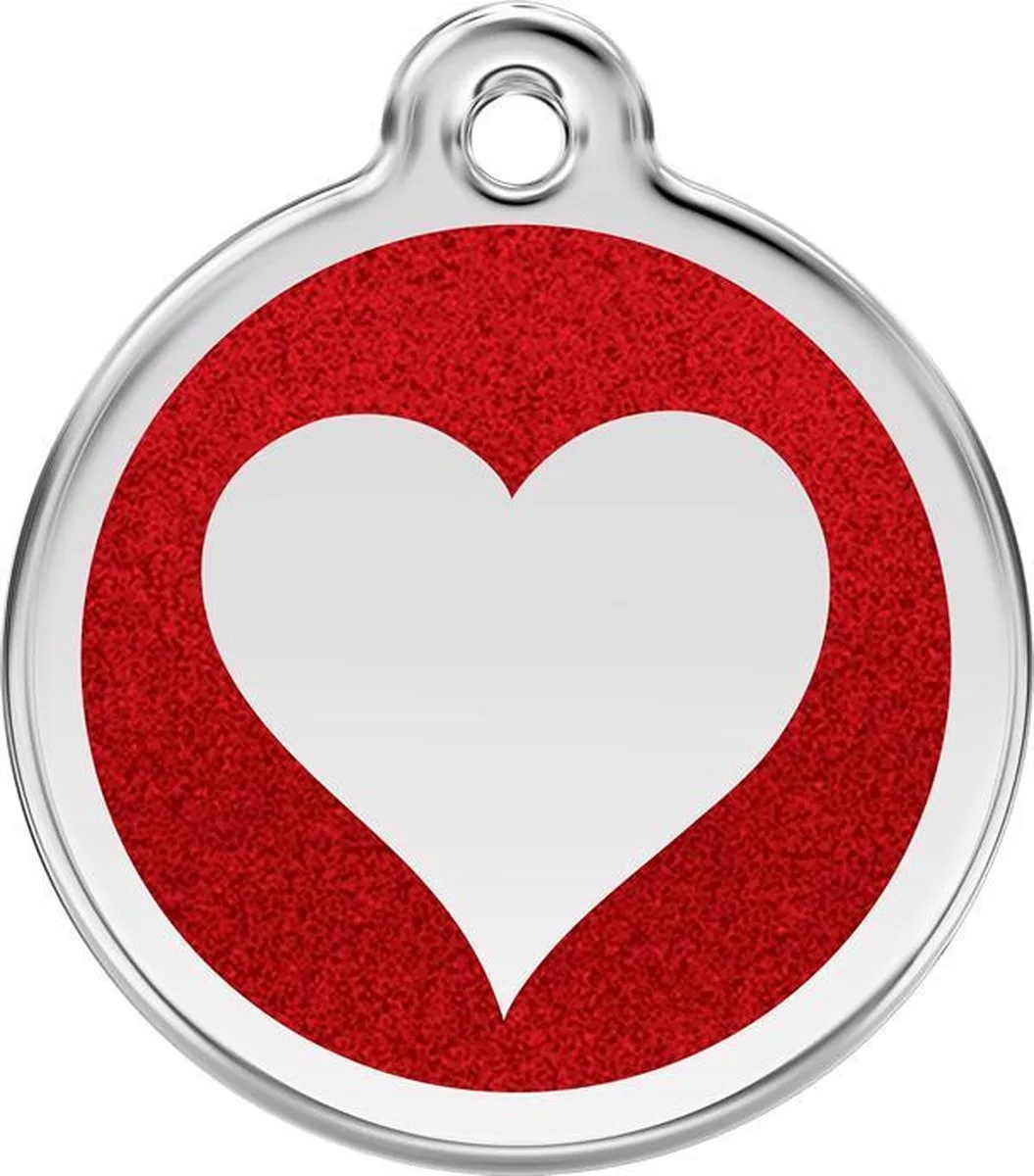 Hondenpenning 20 mm hart glitter rood de Red Dingo en Glitter rood met hart – photo produit